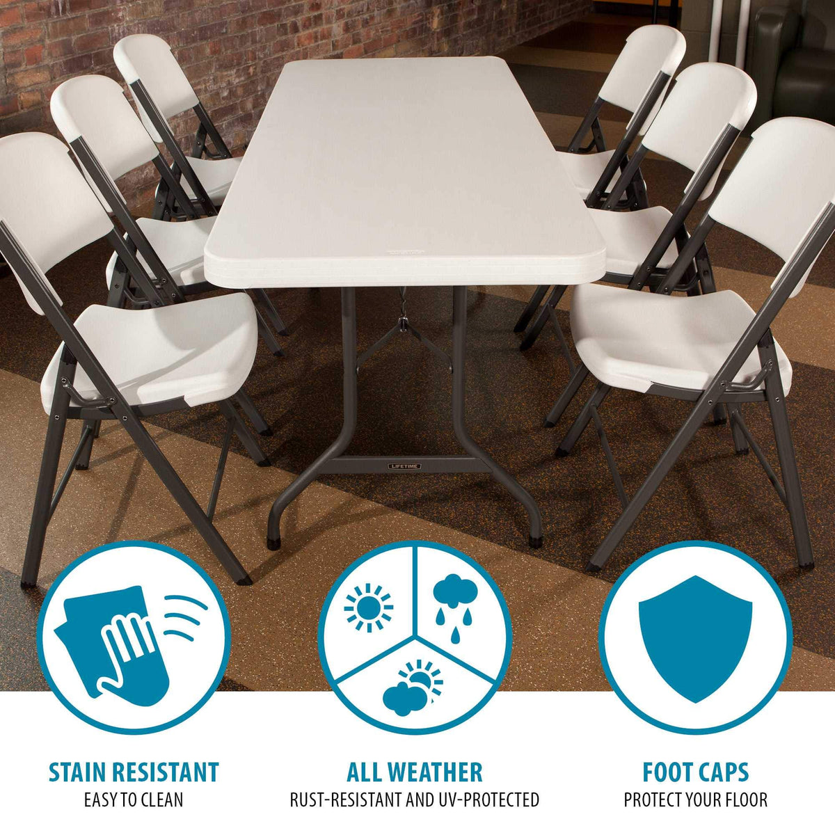 White 6 Feet Folding Utility Table Pack of 4 U4948