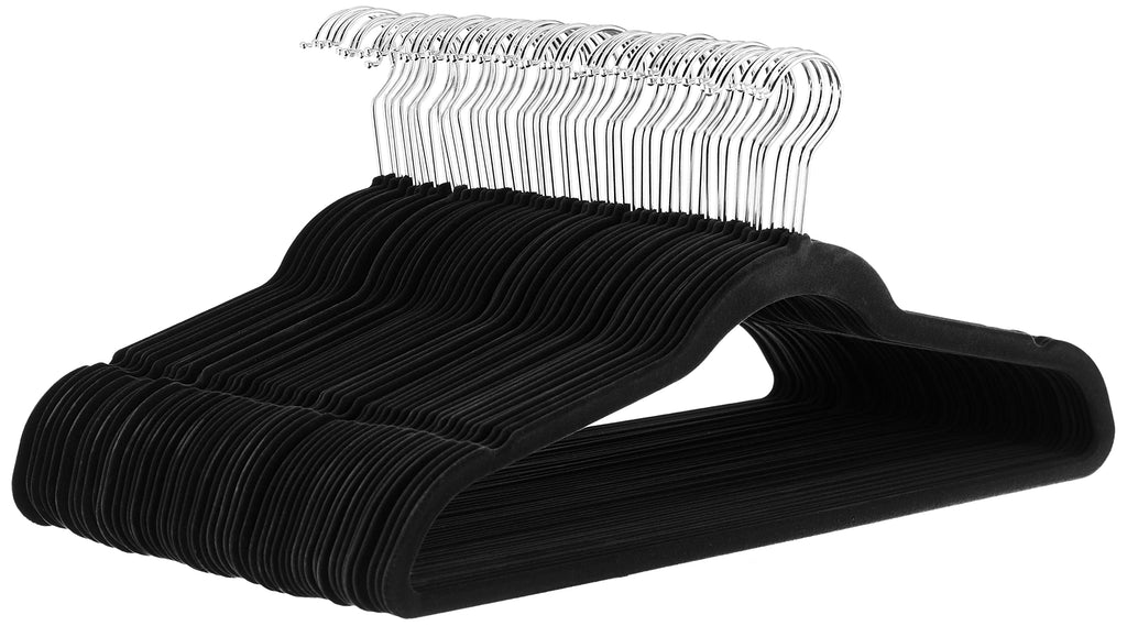Slim Velvet Non-Slip Suit Hangers, Black, 50-Pack U624