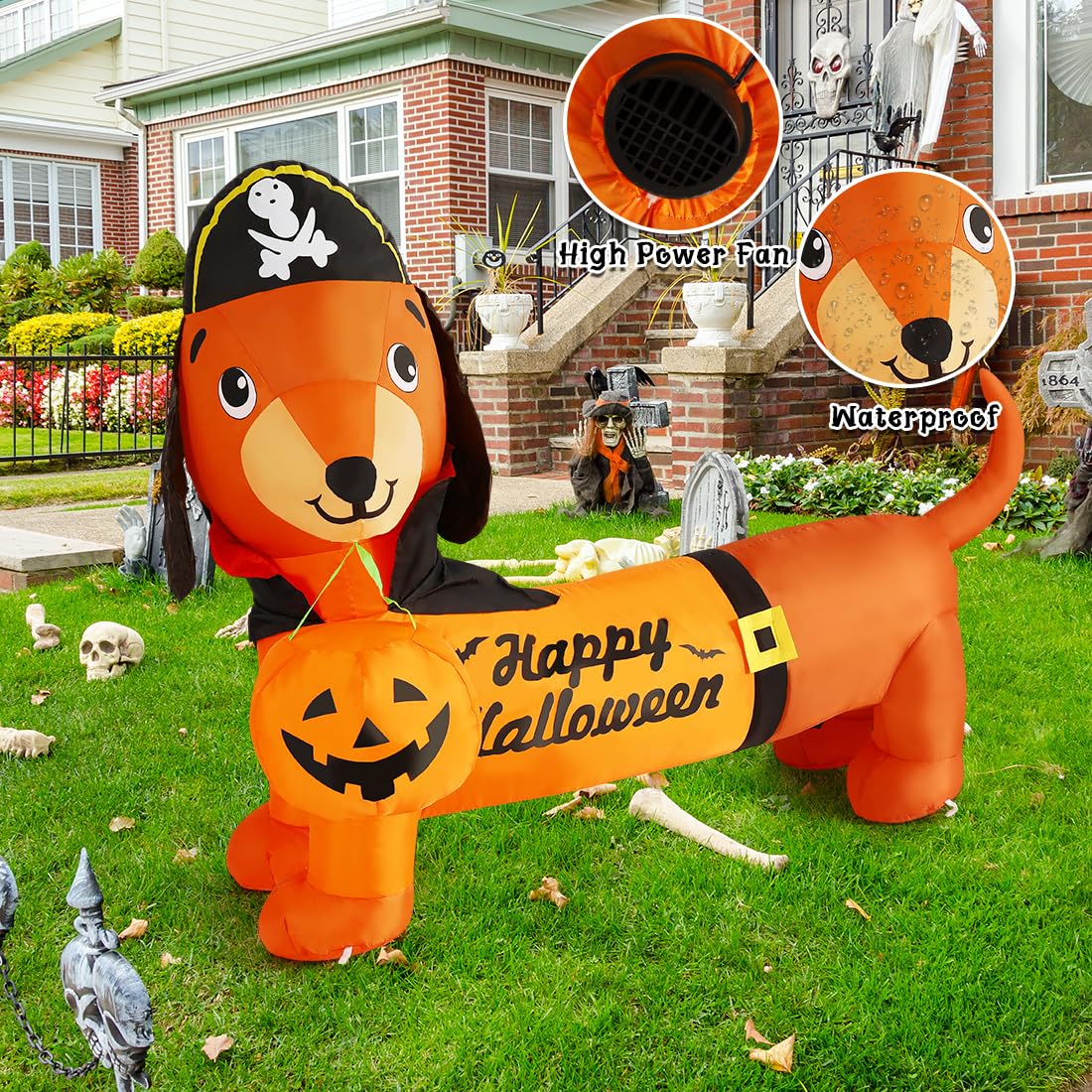 5 FT Halloween Inflatable Dachshund with LEDs O508