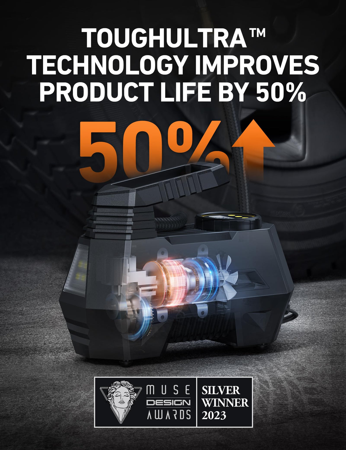 Portable Air Compressor 12V DC Tire Inflator O5503