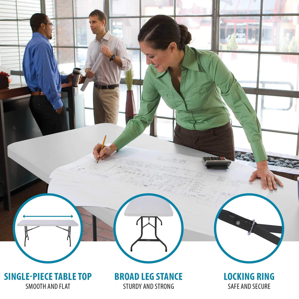 White 6 Feet Folding Utility Table Pack of 4 U4948