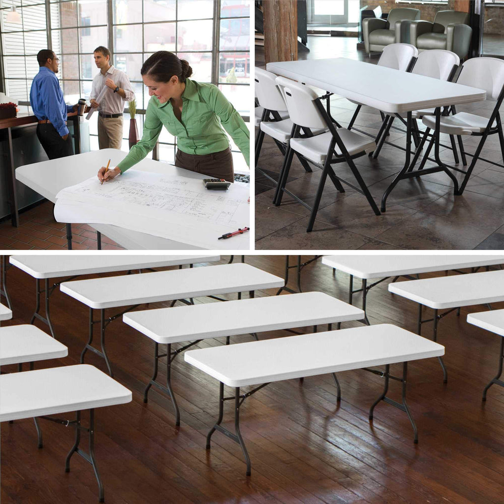 White 6 Feet Folding Utility Table Pack of 4 U4948