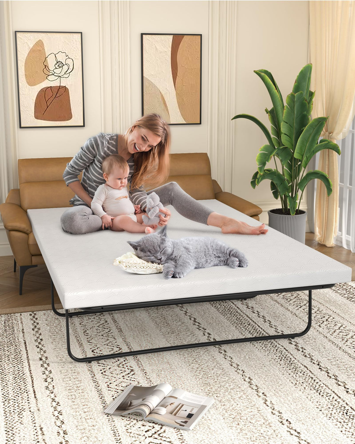 Queen Sofa Bed Mattress Replacement Beige 72"x60" U774