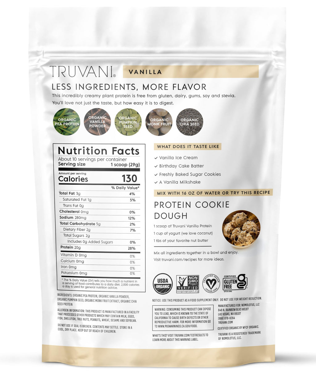 Organic Plant Based Protein Powder Vanilla 10 Servings I6897