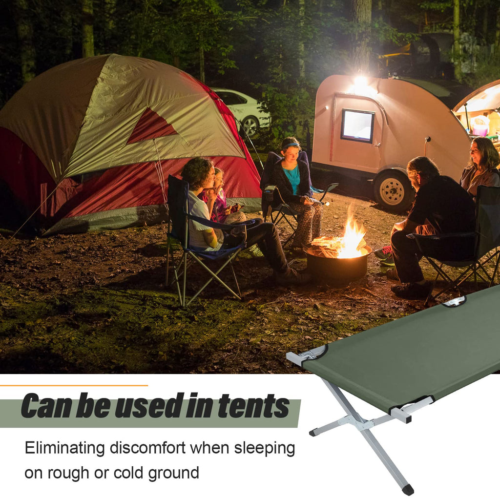 2 Pcs Army Green Folding Camping Cot Bed with Carry Bag R3200
