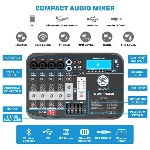 10" 600W Powered PA System with 8-Channel Mixer B668627