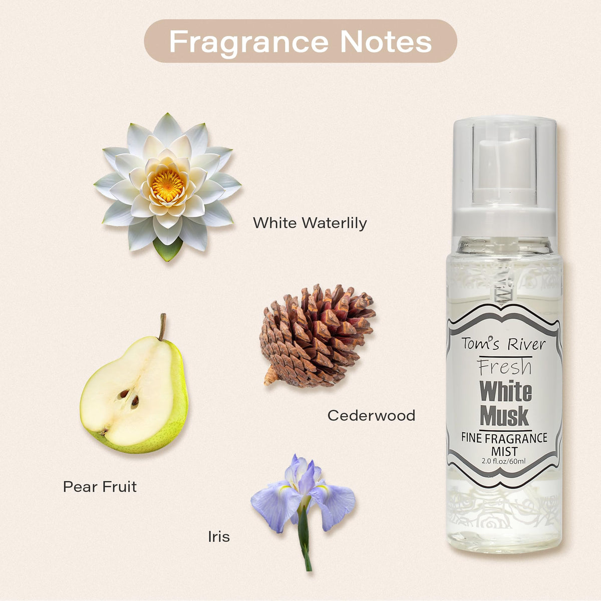 White Musk Scented Body & Hair Mist Pack of 3 2 fl oz Y2191