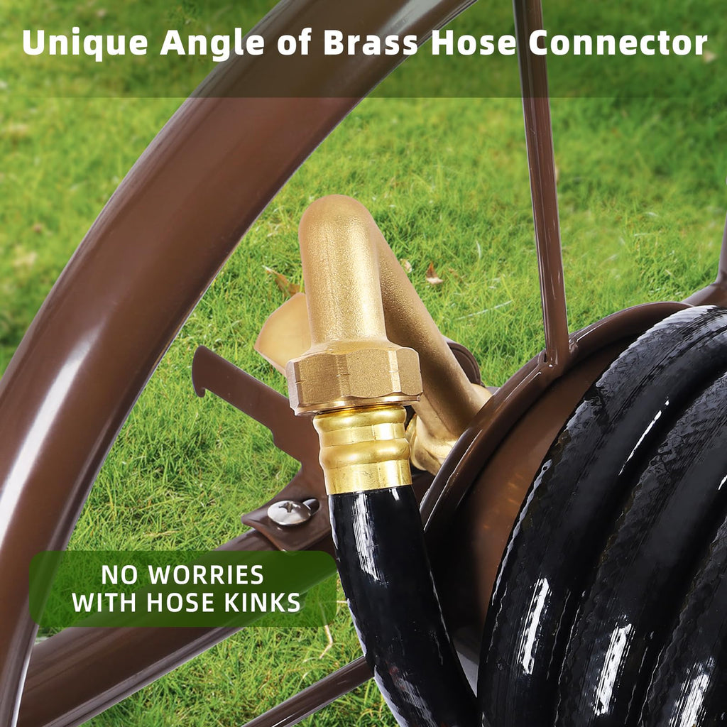 Garden Hose Reel Cart, Heavy Duty Metal with 2 Wheels, Holds 230ft 5/8" T865996