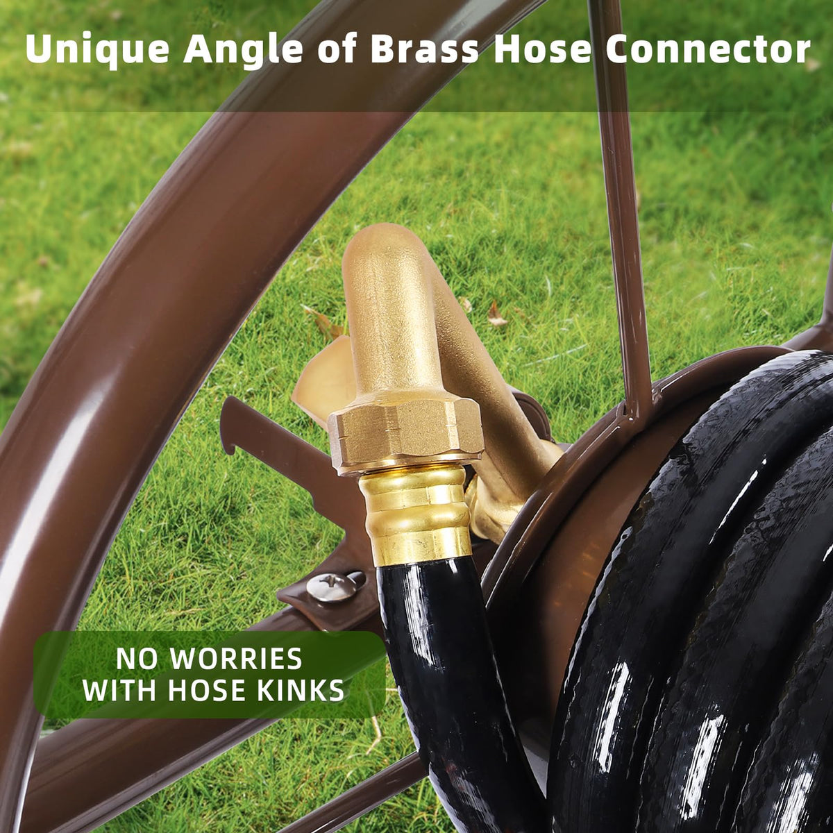 Garden Hose Reel Cart, Heavy Duty Metal with 2 Wheels, Holds 230ft 5/8" T865996