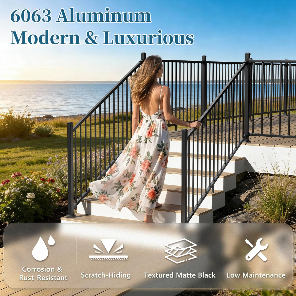 Aluminum Angle-Adjustable Stair Railing Kit I437973