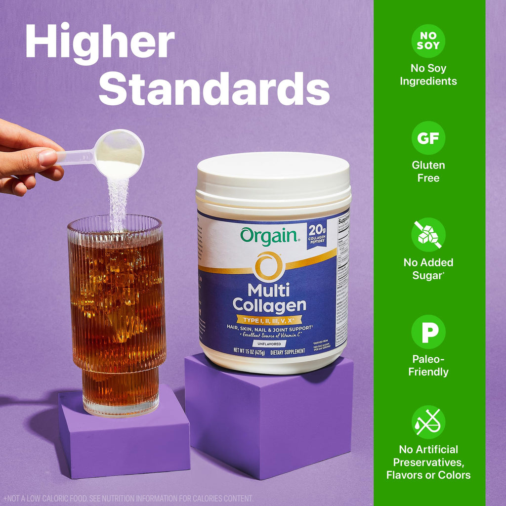 Unflavored Hydrolyzed Multi Collagen Peptides Powder 15oz T8133