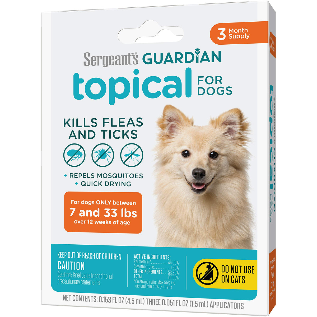 Flea & Tick Topical Dogs 7-33 lbs 3-Month A235427