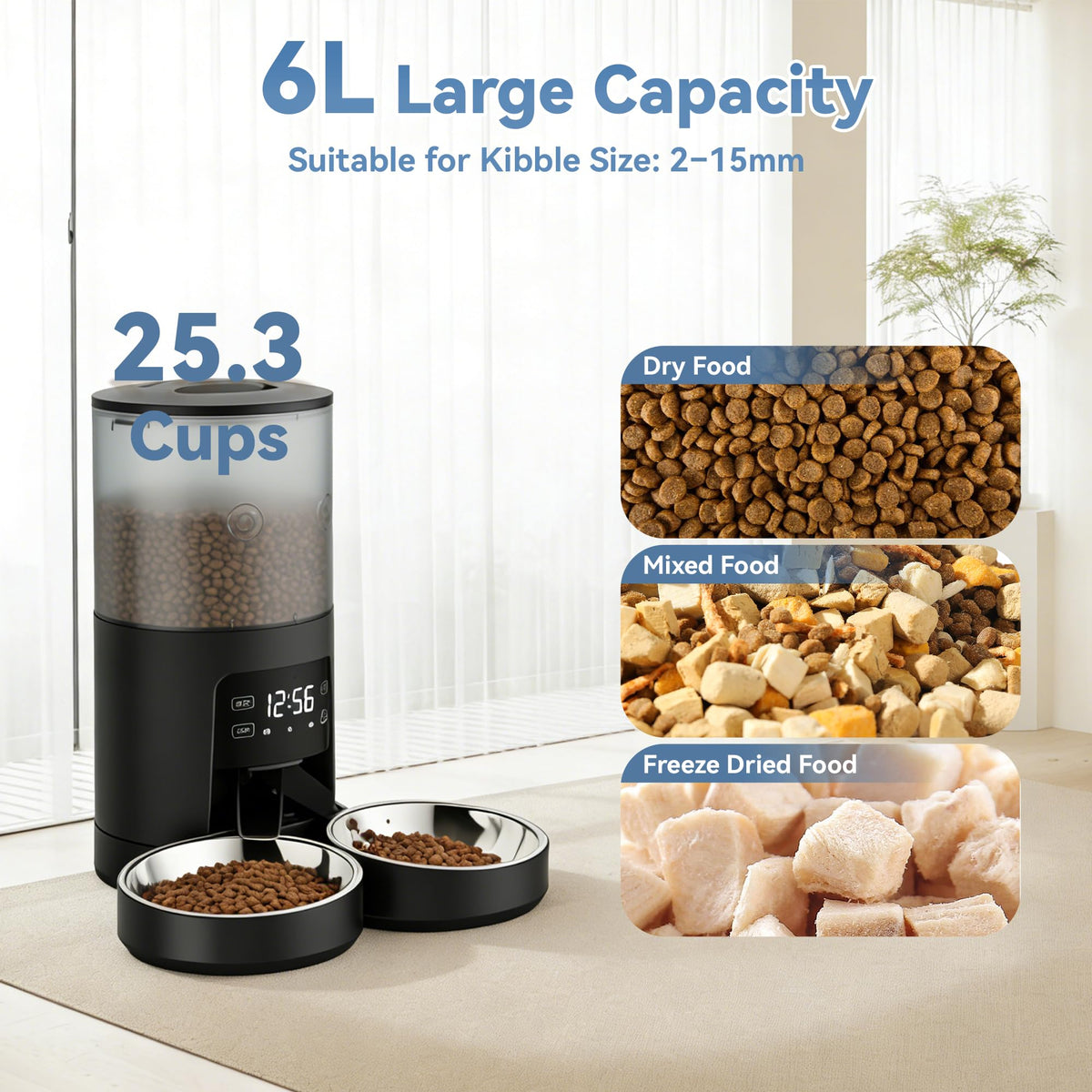 Automatic Cat Feeder 6L Black Q915