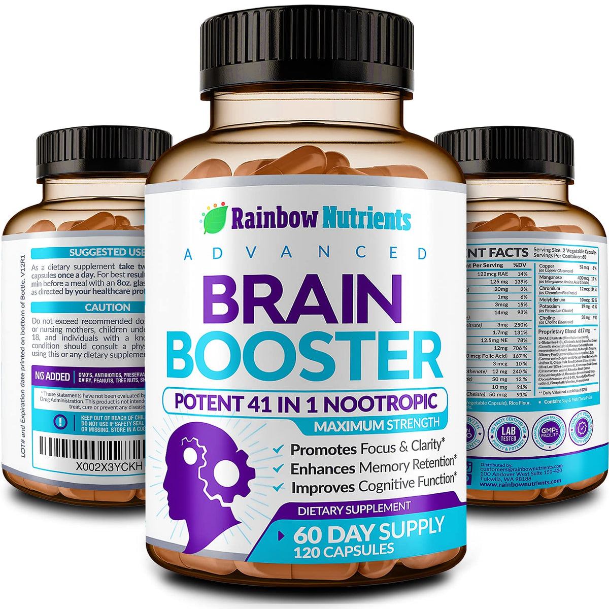 120 V Capsules Brain Support Supplement with DMAE B4224