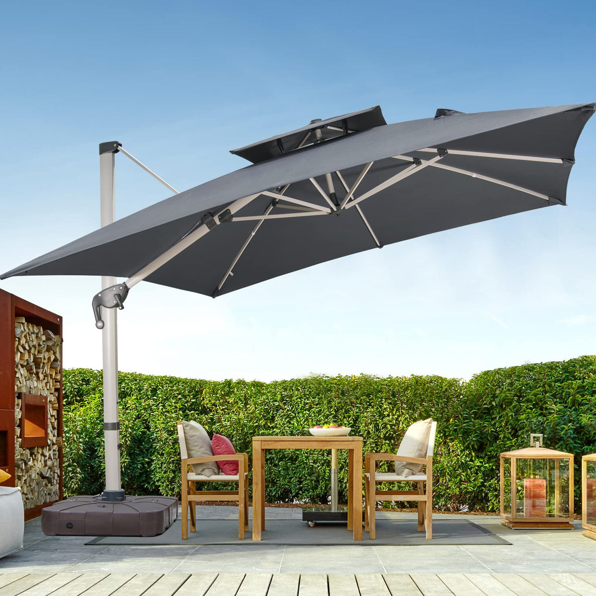 10x10 FT Grey Cantilever Patio Umbrella E1658