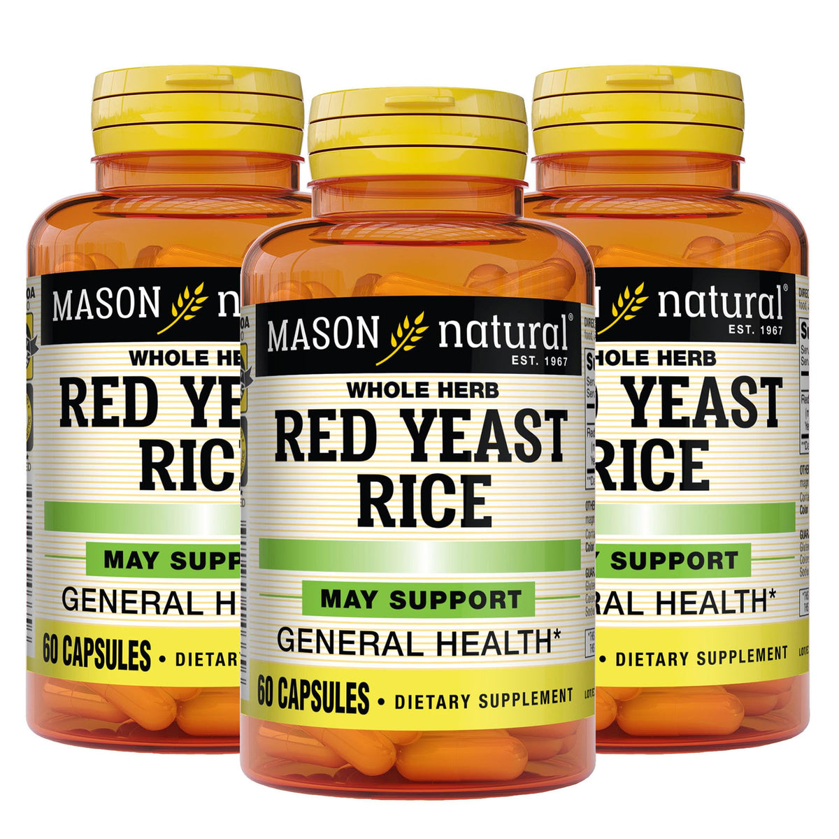 Red Yeast Rice Herbal Supplement 60 Capsules Pack of 3 J732515