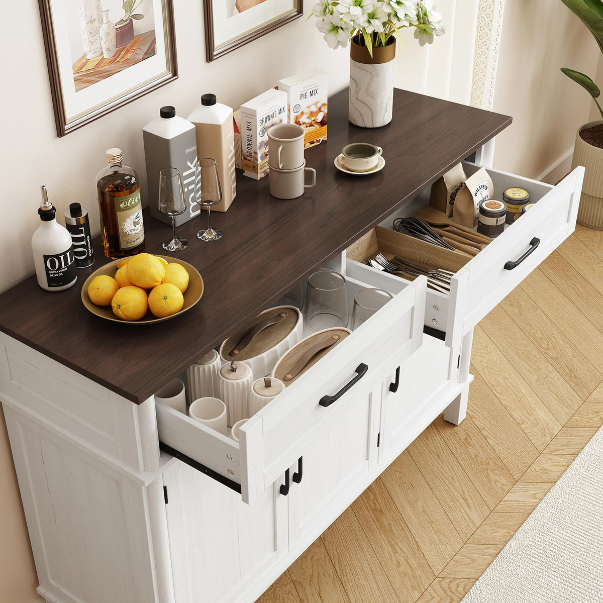 48 Inch Off White Buffet Cabinet with Storage M22577