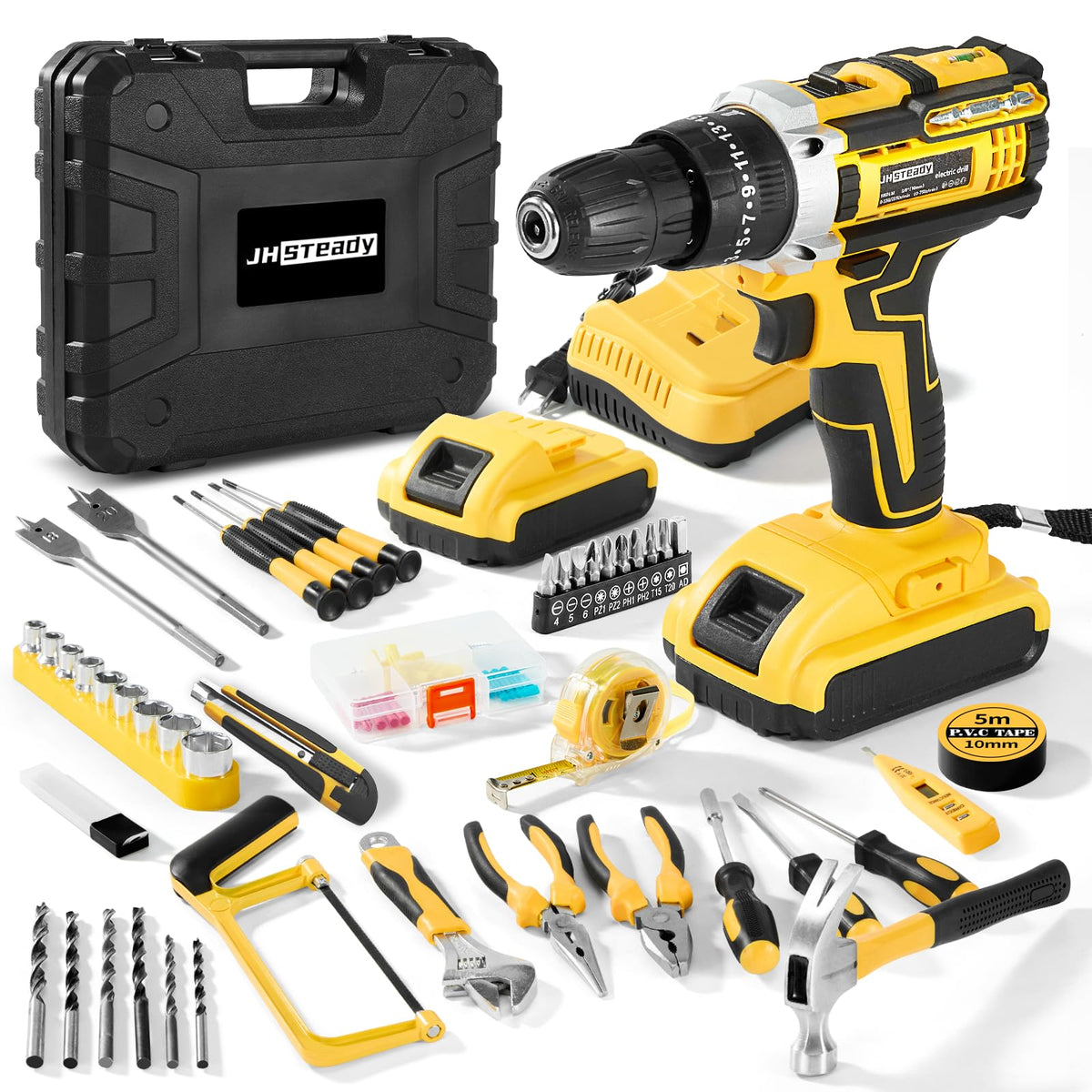 21V Cordless Drill Driver Kit with 2 Batteries & Charger U578966