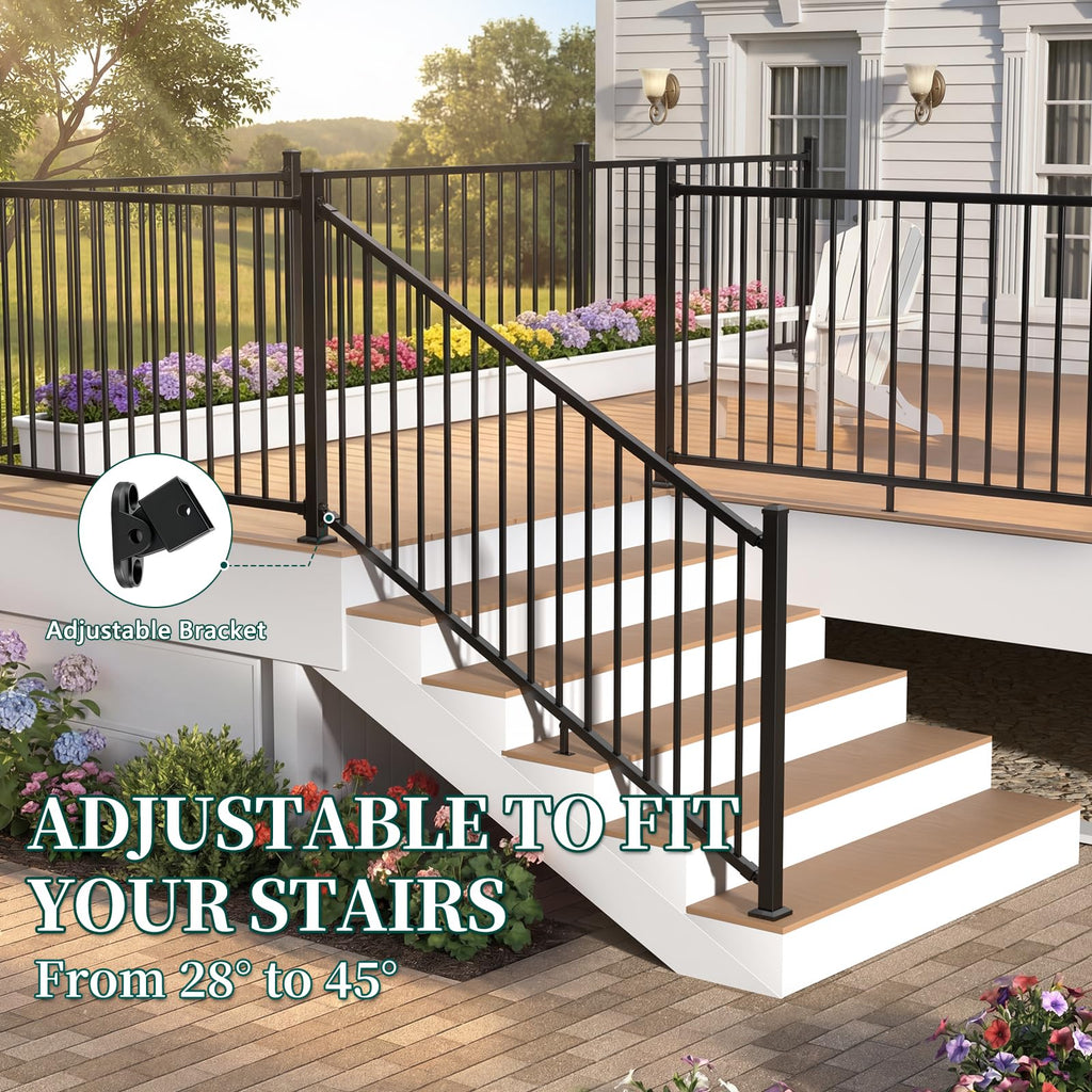 Aluminum Angle-Adjustable Stair Railing Kit I437973