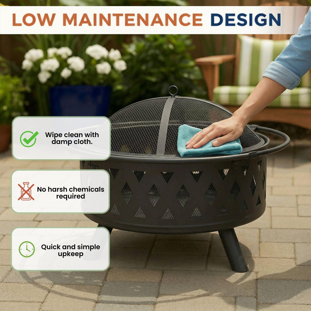 Black 32-Inch Outdoor Fire Pit I4557