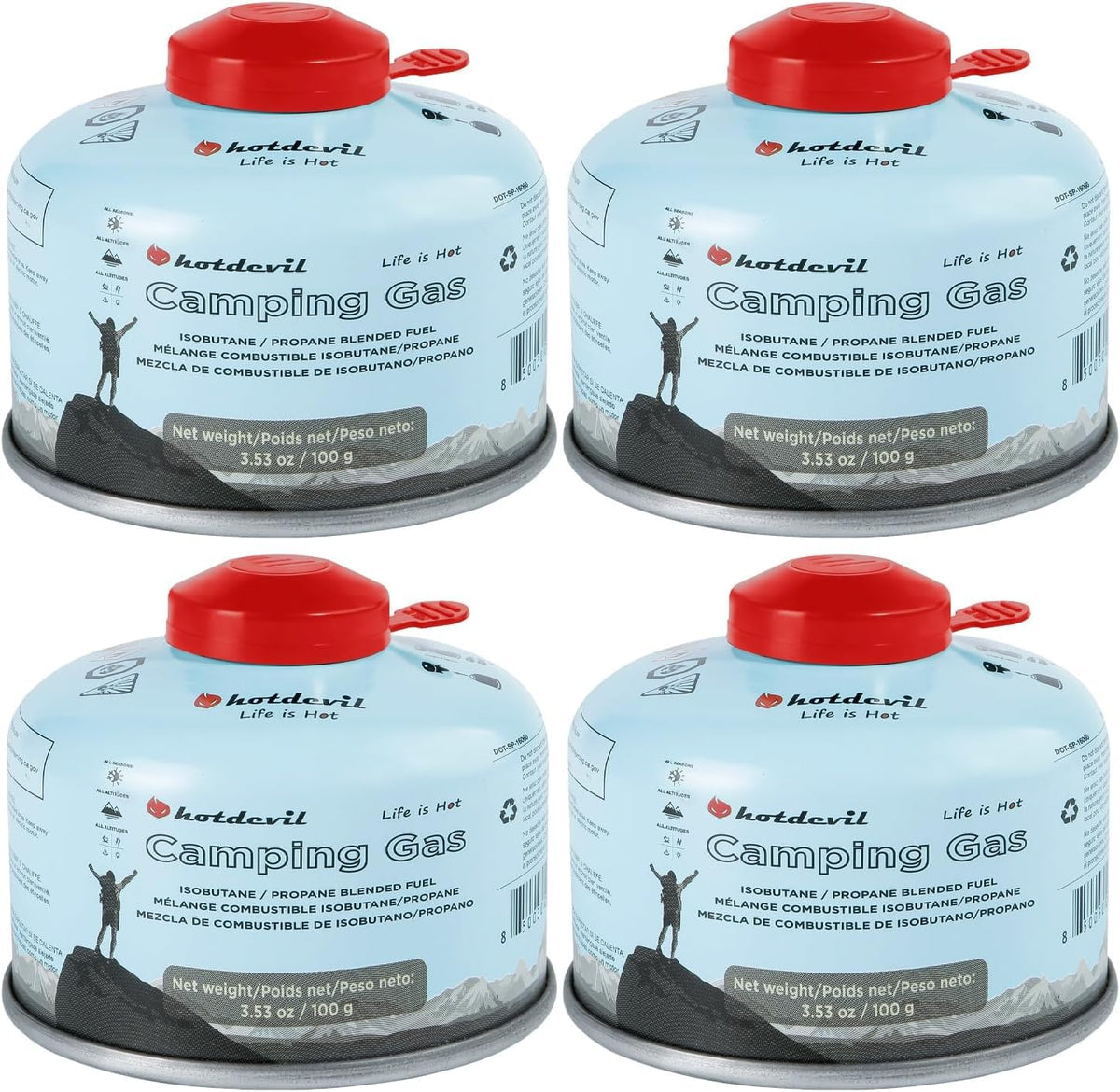 Isobutane Propane Camping Fuel Canister 3.53oz 4 Packs A1984