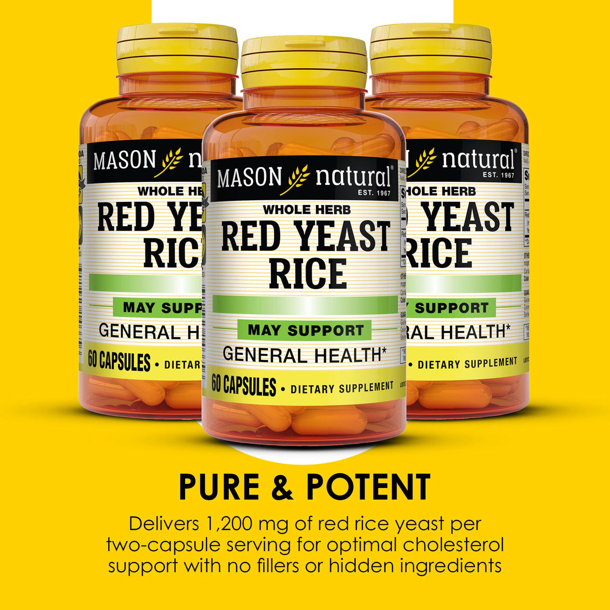 Red Yeast Rice Herbal Supplement 60 Capsules Pack of 3 J732515