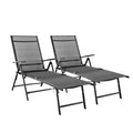 Folding Beach Lounge Chair 2-Pack Grey Textilene O3502