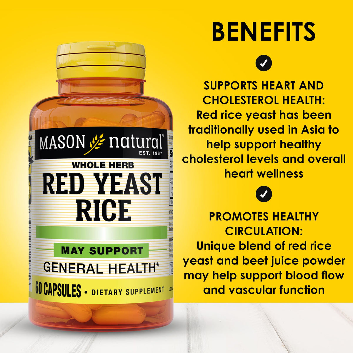 Red Yeast Rice Herbal Supplement 60 Capsules Pack of 3 J732515