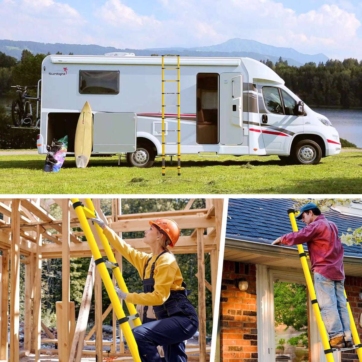 Telescoping Aluminum Ladder 12.5ft 330lbs Y18042