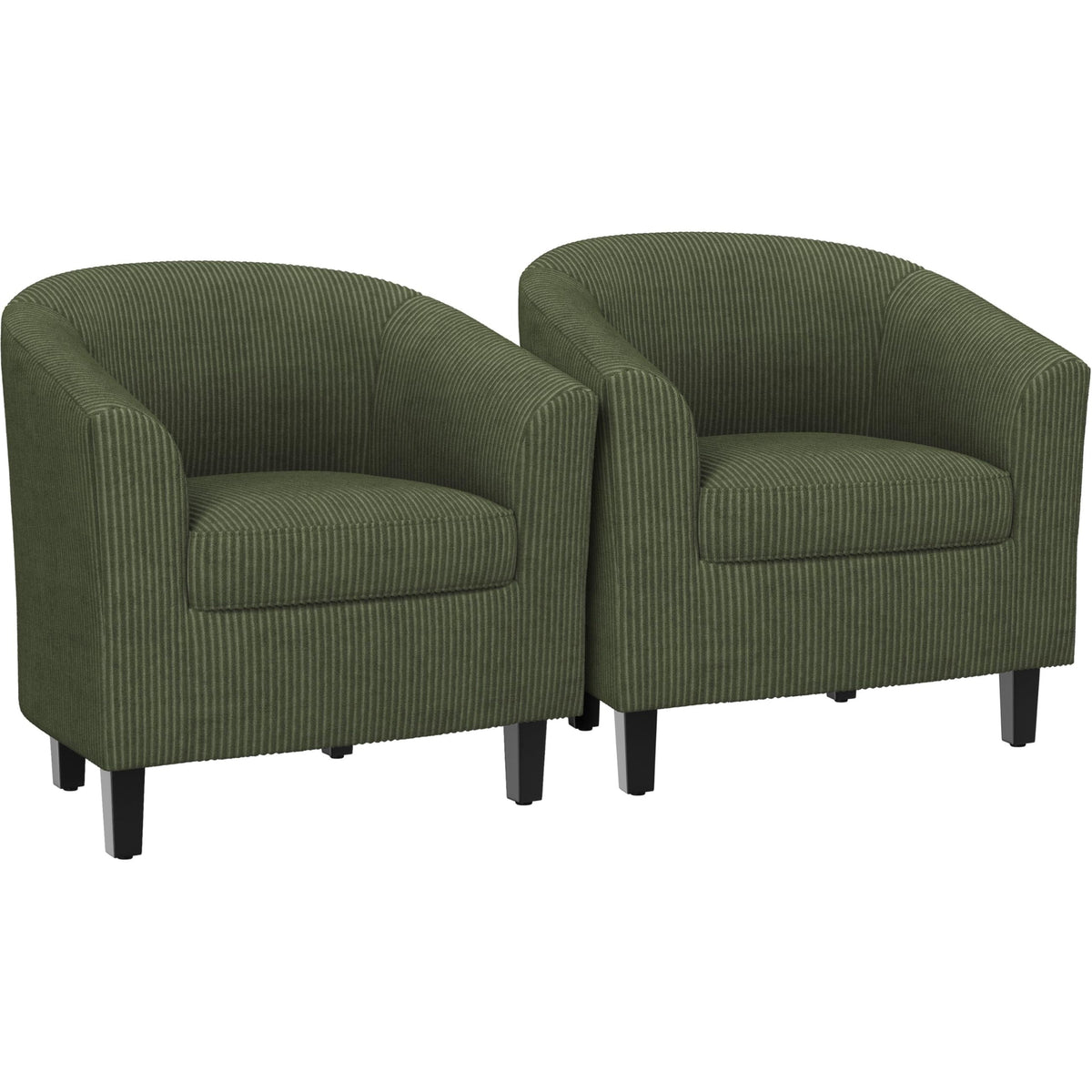 Corduroy Barrel Armchairs Set of 2 Dark Green V507300