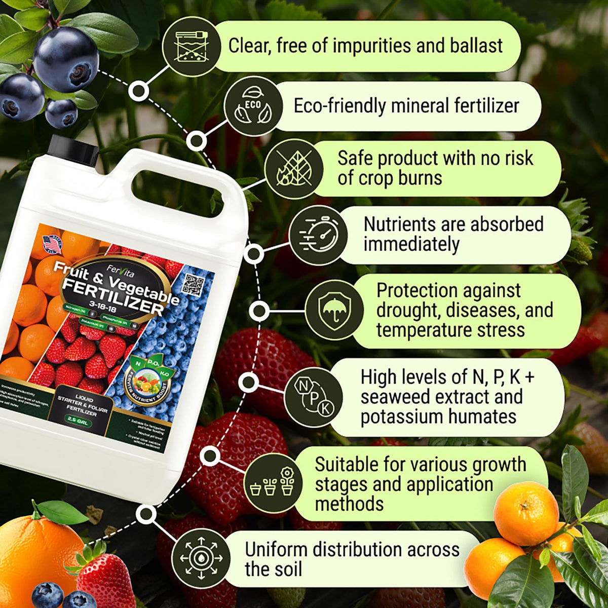 Liquid 3-18-18 Fertilizer for Vegetables, Fruits and Flowers 32oz W691