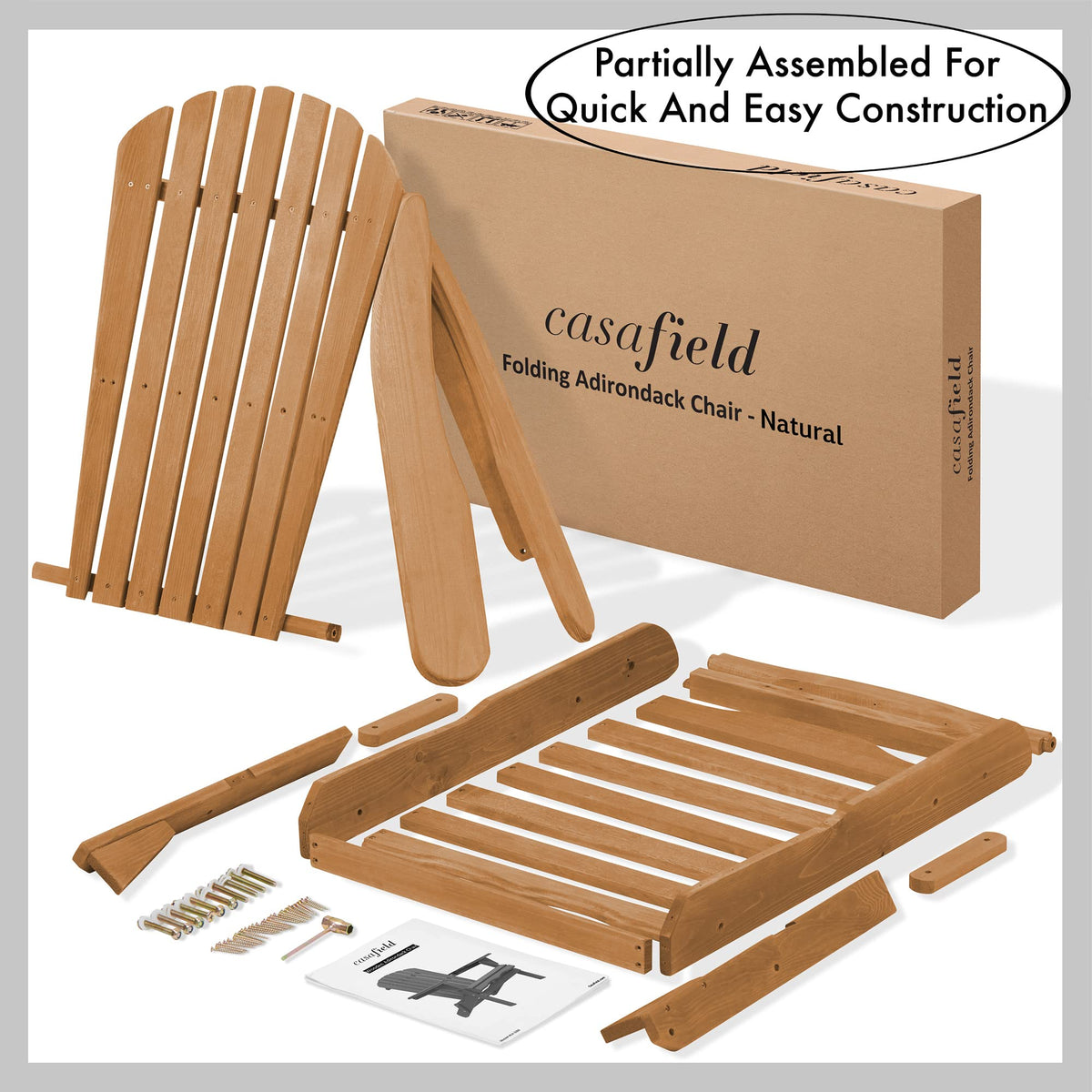 Folding Adirondack Chair Cedar Wood Outdoor Lounge Chair P286293