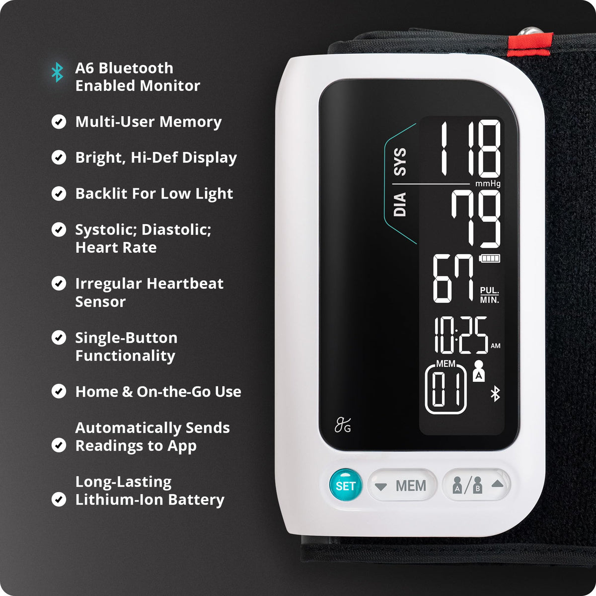 Bluetooth Blood Pressure Monitor with Upper Arm Cuff T48198