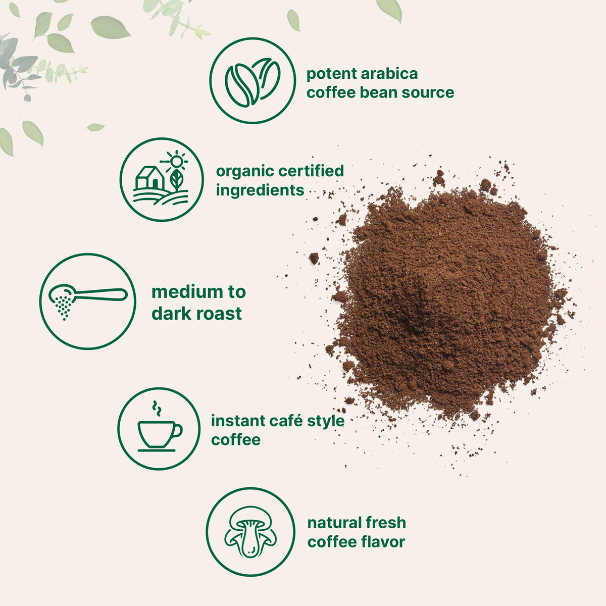 Organic Instant Coffee 1lb Powder Medium to Dark Roast Z691