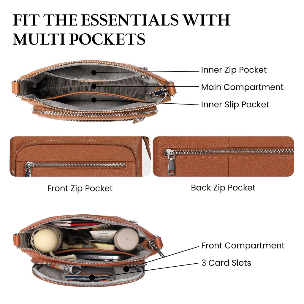 Anti Theft Genuine Leather Crossbody Bag with Wallet P955549