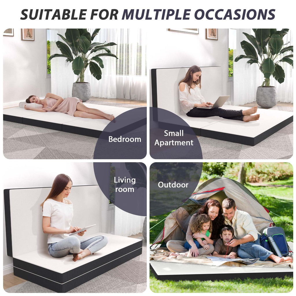 Tri-Fold Gel Memory Foam Mattress with Washable Cover, 3 Inch Queen V265396