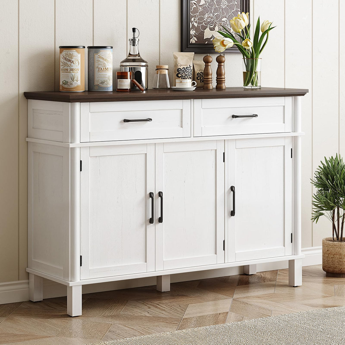 48 Inch Off White Buffet Cabinet with Storage M22577