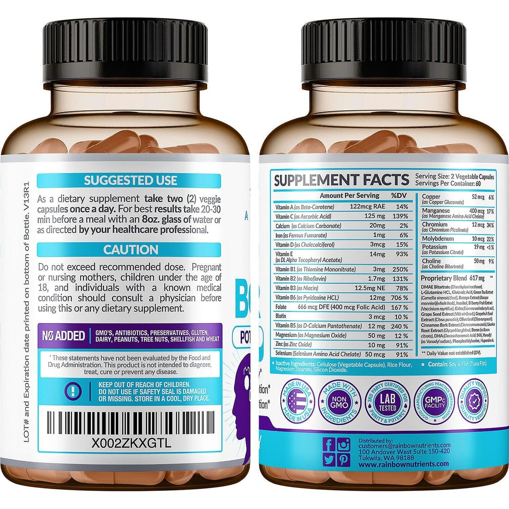 120 V Capsules Brain Support Supplement with DMAE B4224