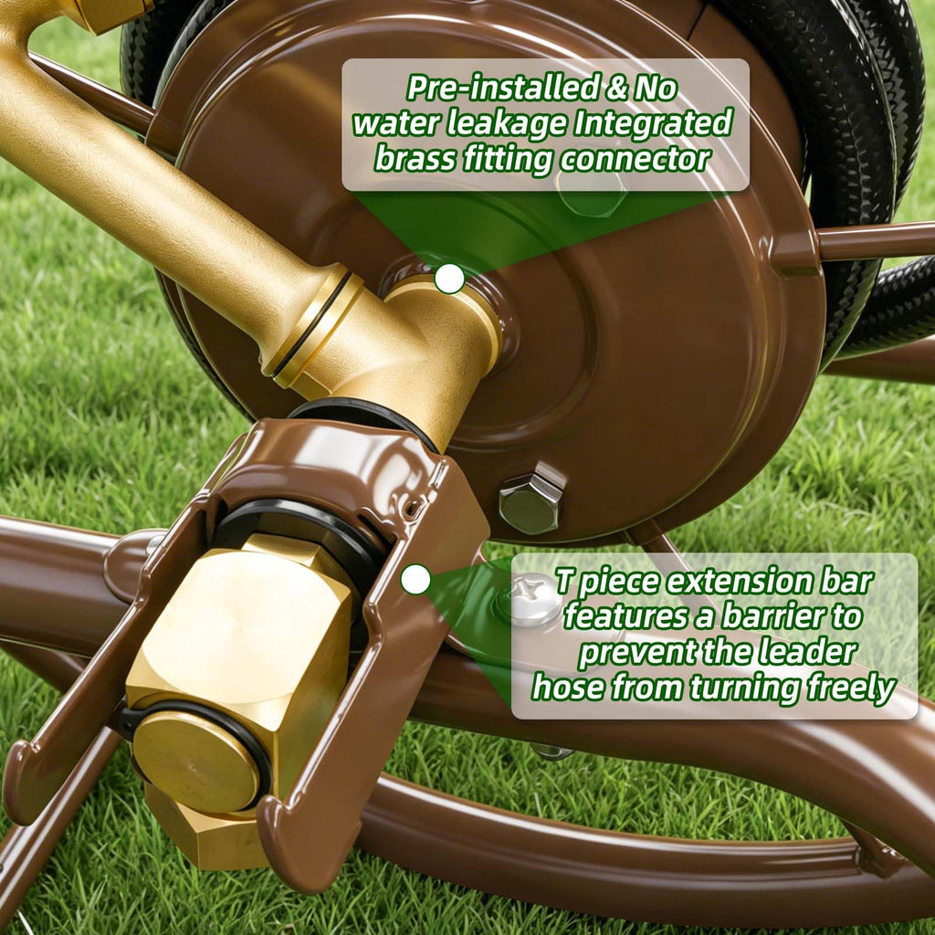 Garden Hose Reel Cart, Heavy Duty Metal with 2 Wheels, Holds 230ft 5/8" T865996