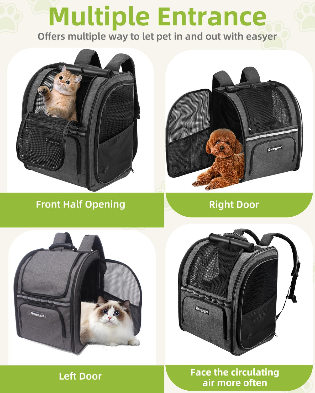 Dark Grey Breathable Mesh Cat Backpack Carrier U300535