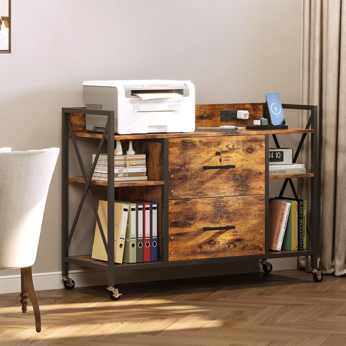 2 Drawer File Cabinet with Lock and Power Outlets A4987