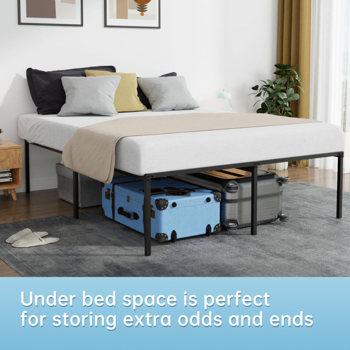 18 Inch Metal Full Bed Frame with Storage O87855