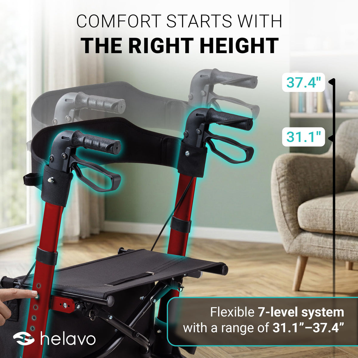 Foldable Lightweight Rollator Walker with Seat N7192