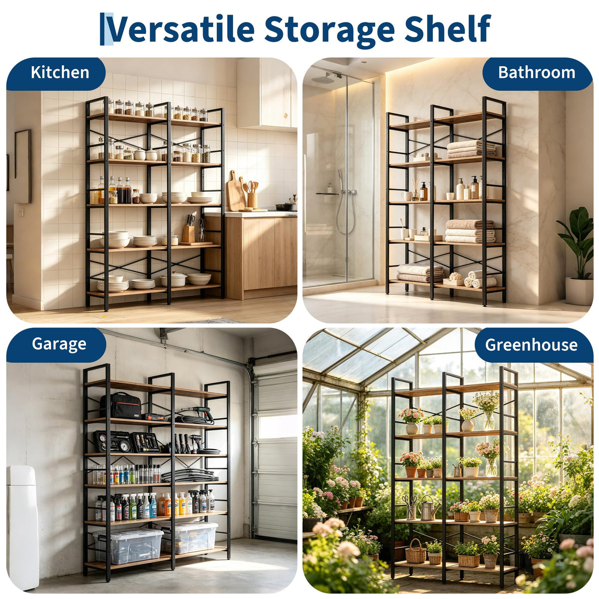 5 Tier Bookshelf with 10 Open Shelves E240