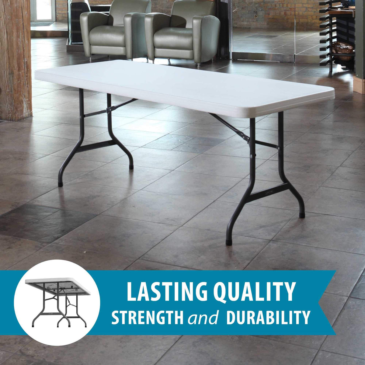 White 6 Feet Folding Utility Table Pack of 4 U4948