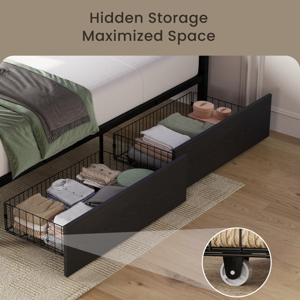Twin XL Bed Frame with 2 Storage Drawers D124