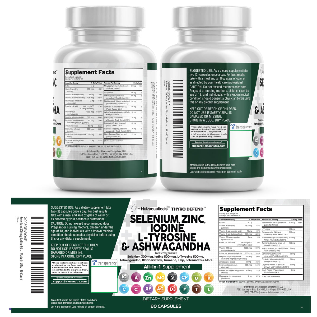 Selenium Iodine Thyroid Support Capsules H33412