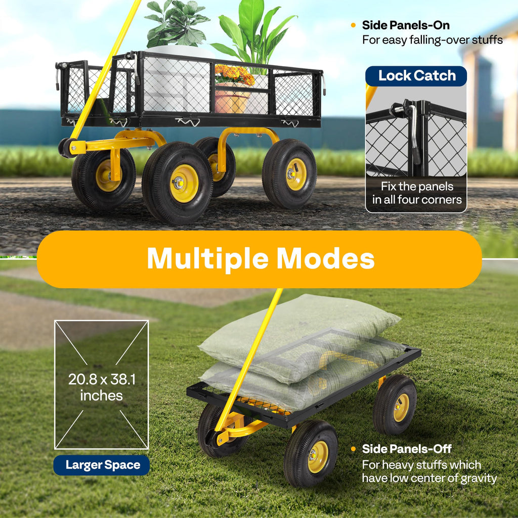 Heavy Duty 4.5 Cu Ft Mesh Steel Garden Cart J514
