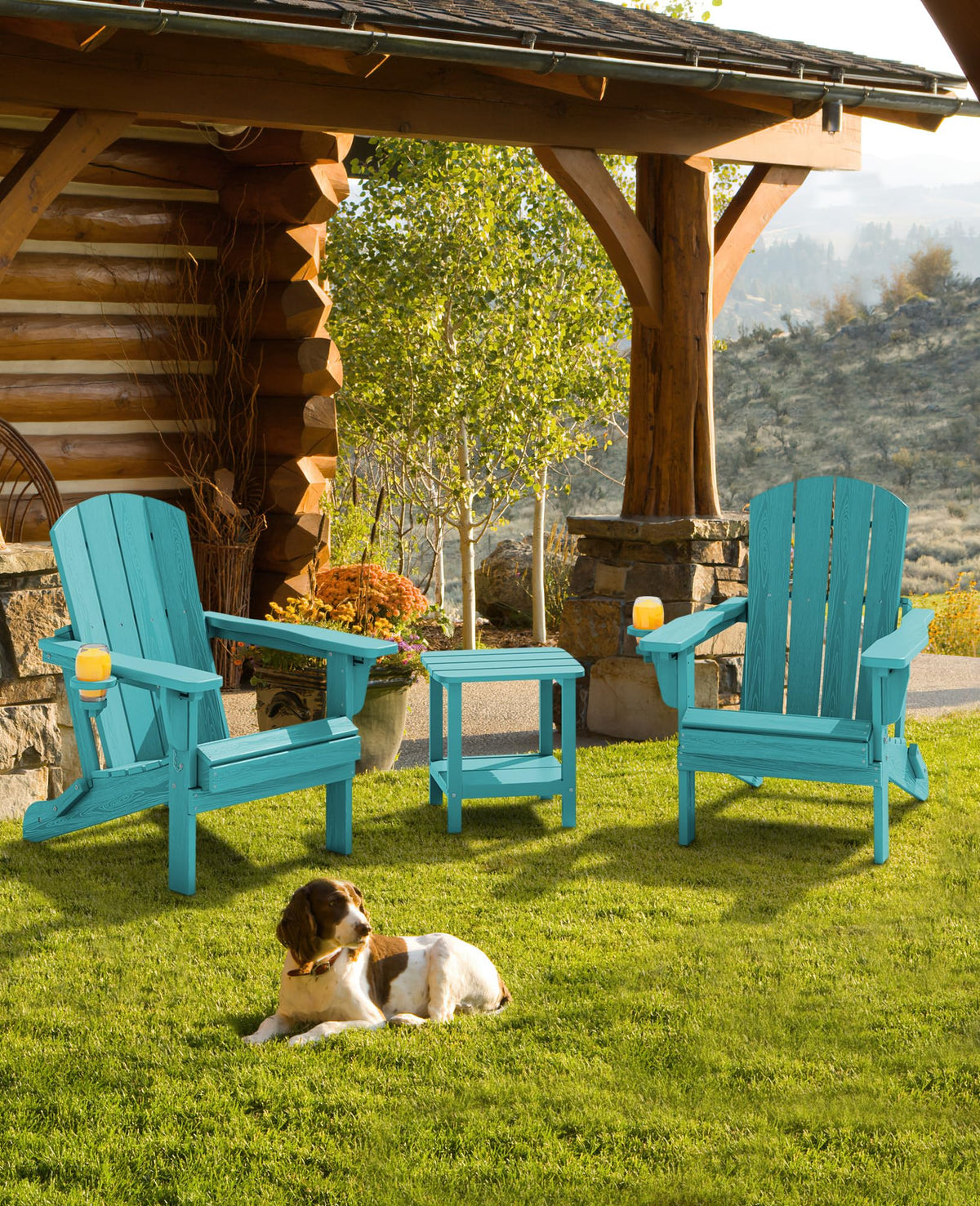 Folding Adjustable Adirondack Chair with Cup Holder Z933