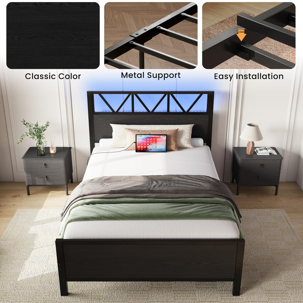 Twin XL Bed Frame with 2 Storage Drawers D124